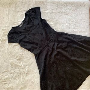 Black skater dress sz S embossed rose print